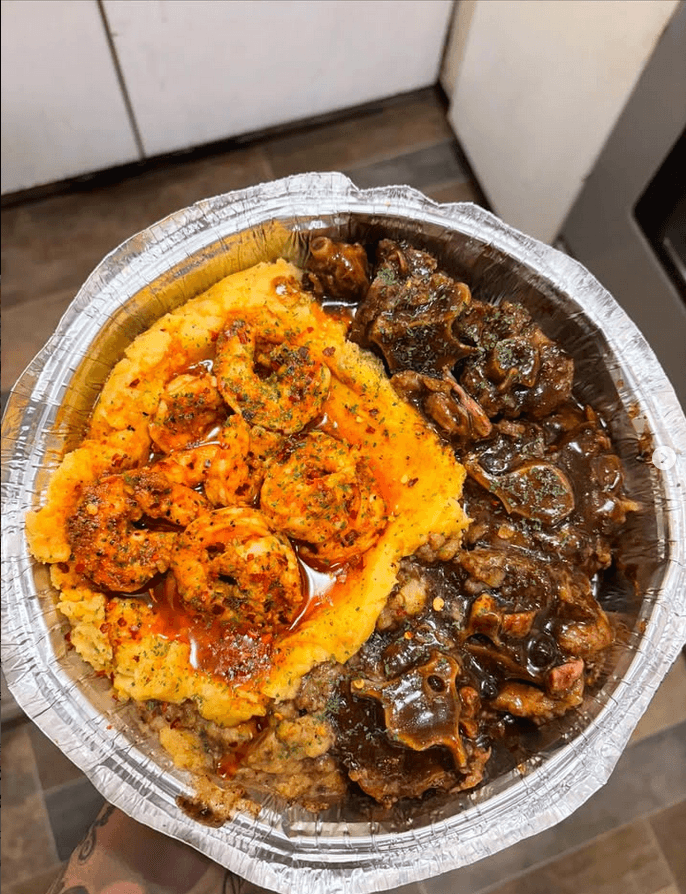 Cajun Shrimp, Garlic Mash & Oxtail